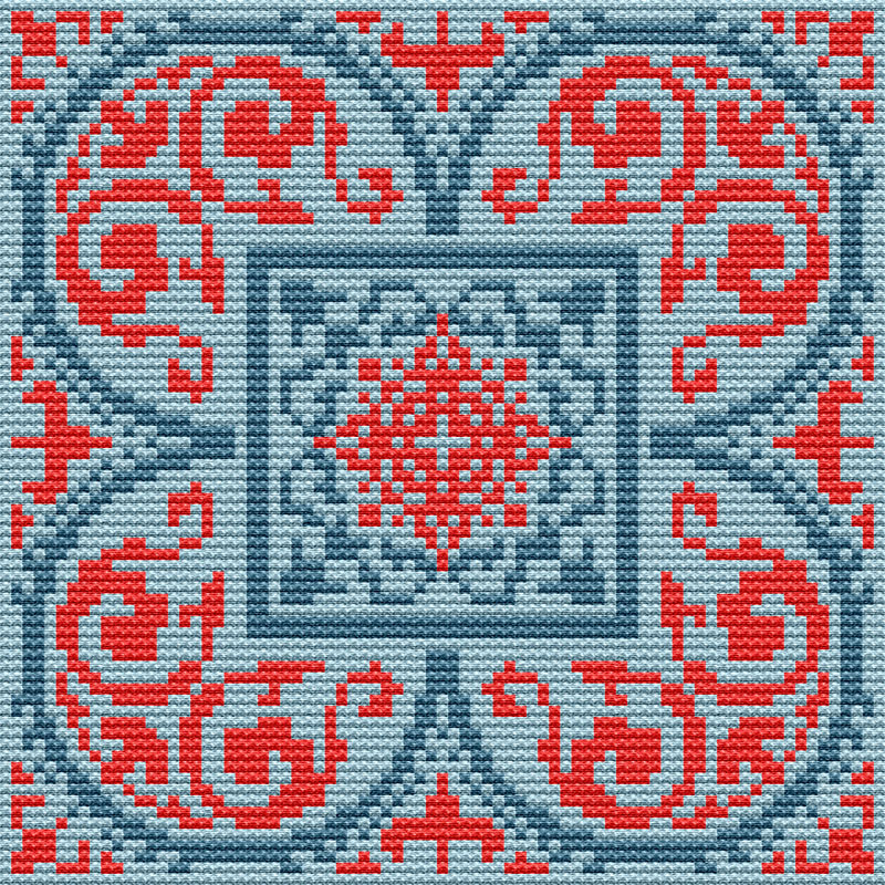 Small Persian Tile - Dusk Needlepoint Tapestry Digital Download Chart